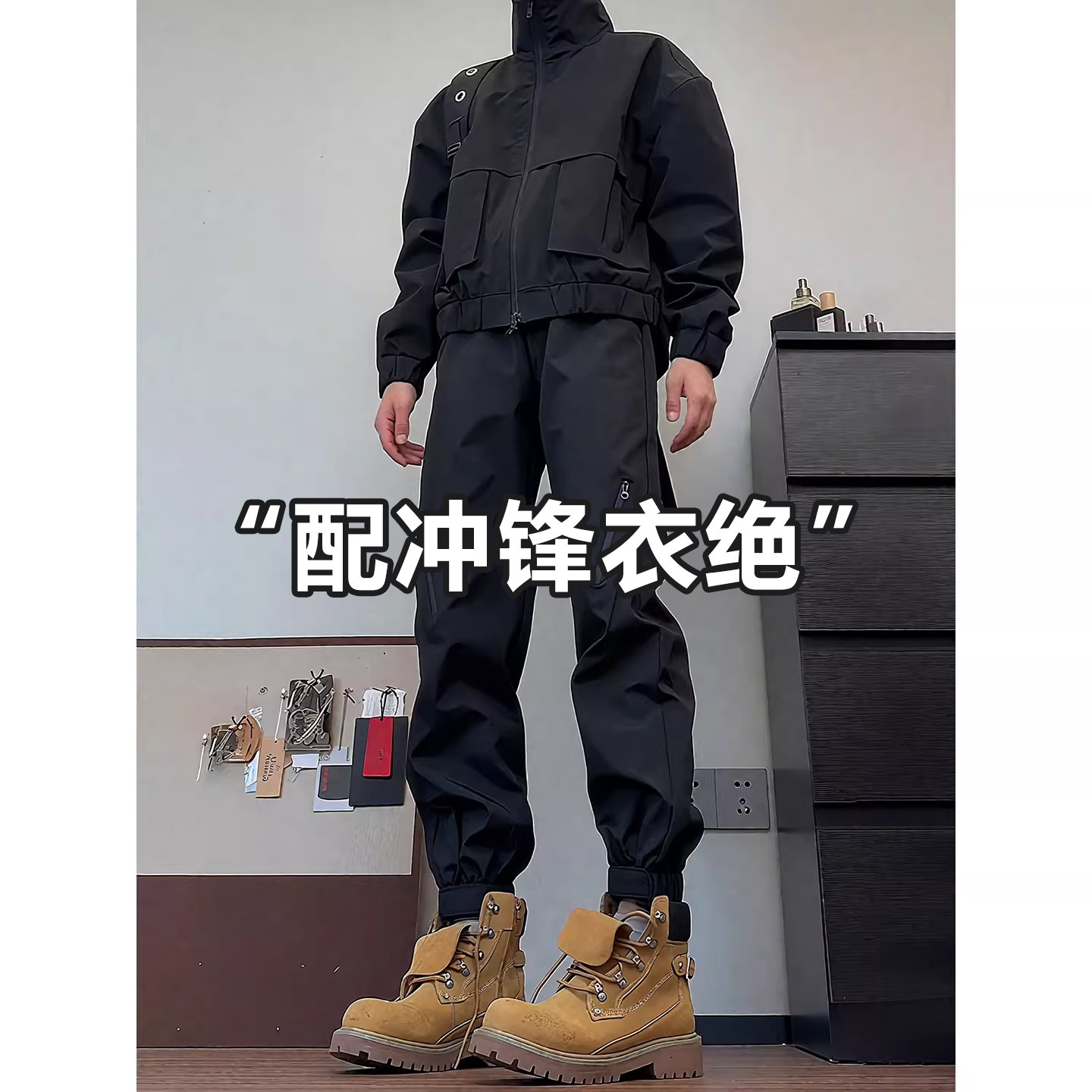 美式三防冲锋裤男女户外登山裤配冲锋衣马丁靴的裤子加绒滑雪裤