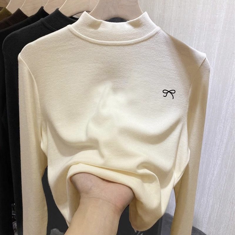 半高领德绒打底衫女内搭秋冬加绒加厚秋衣长袖T恤气质中领上衣,运动/瑜伽/健身/球迷用品,瑜伽t恤,淘宝优惠券,粉丝福利购,淘宝优惠卷