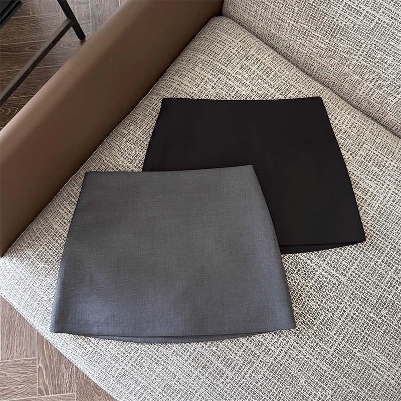 灰色半身裙女春秋季高腰显瘦a字短裙休闲百搭西装裙防走光包臀裙