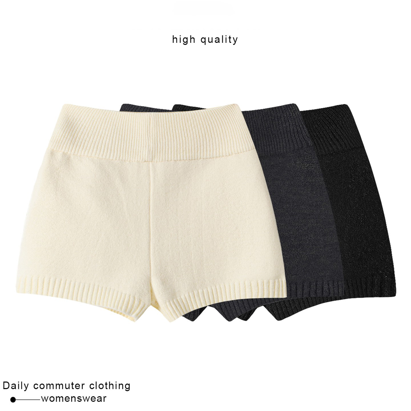 白色针织短裤女秋冬新款复古配靴子外穿a字紧身弹力高腰毛线裤,女装/女士精品,休闲裤,淘宝优惠券,粉丝福利购,淘宝优惠卷