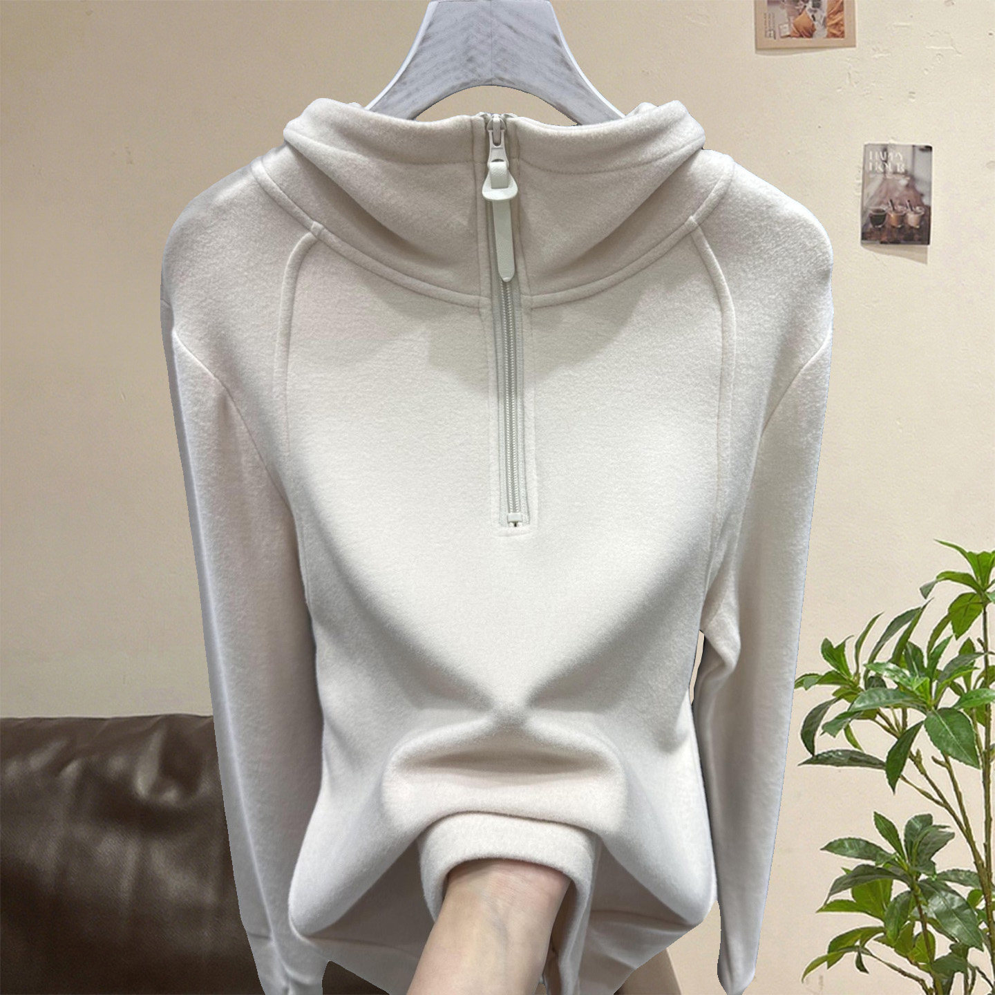 欧货高端大牌德绒半拉链连帽卫衣打底衫女秋冬洋气减龄长袖上衣潮,女装/女士精品,T恤,淘宝优惠券,粉丝福利购,淘宝优惠卷