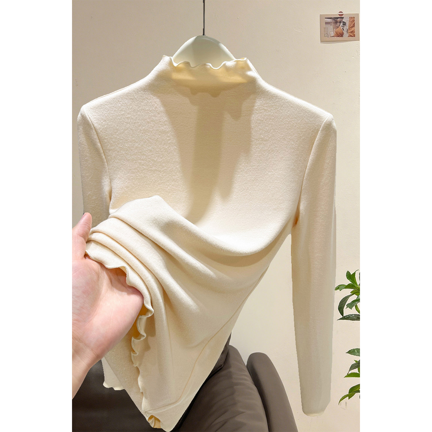 木耳边半高领双面德绒打底衫女秋冬小香风内搭磨毛保暖加绒上衣,运动/瑜伽/健身/球迷用品,瑜伽t恤,淘宝优惠券,粉丝福利购,淘宝优惠卷