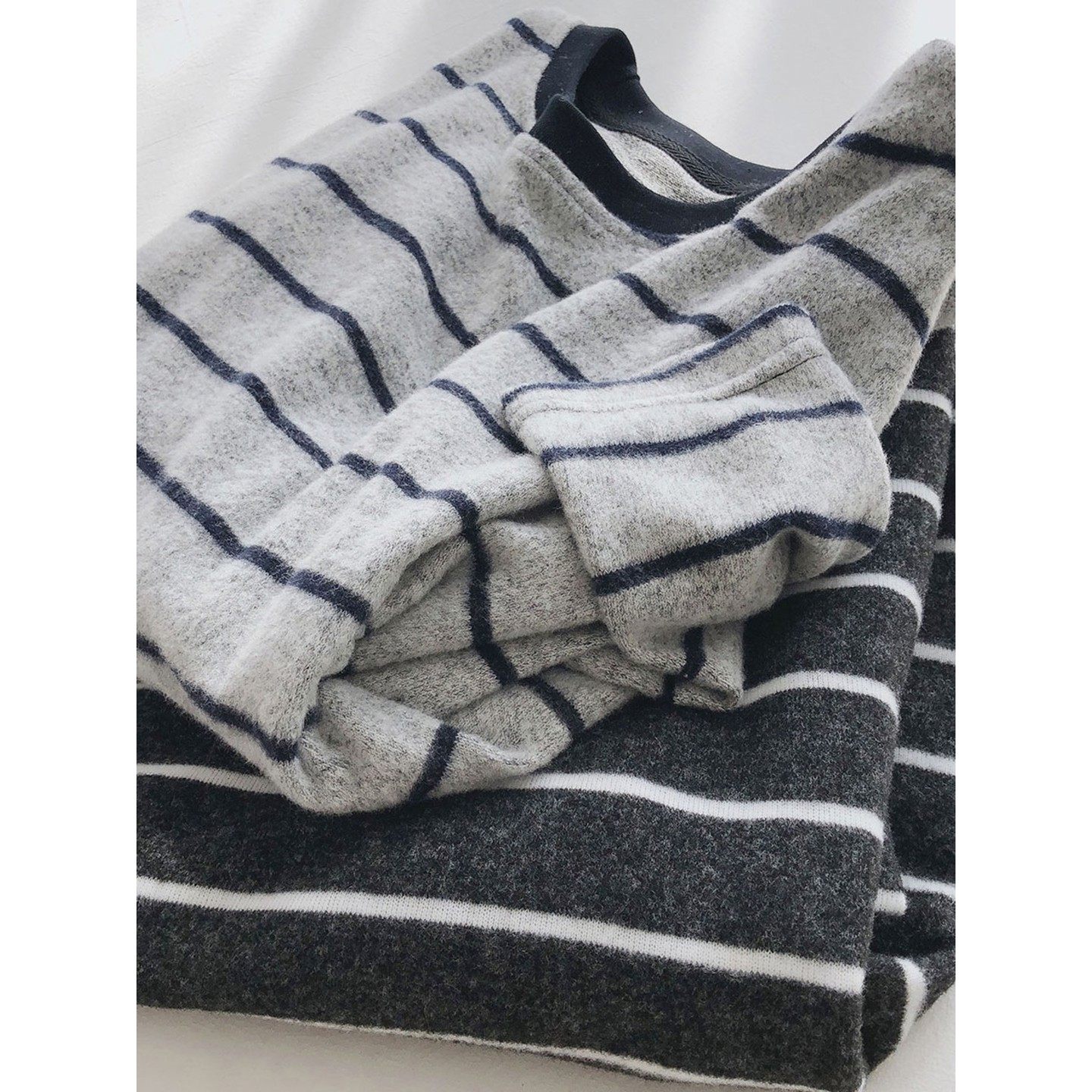 秋冬德绒磨毛条纹长袖t恤上衣女欧货洋气大码胖mm宽松内搭打底衫,女装/女士精品,T恤,淘宝优惠券,粉丝福利购,淘宝优惠卷