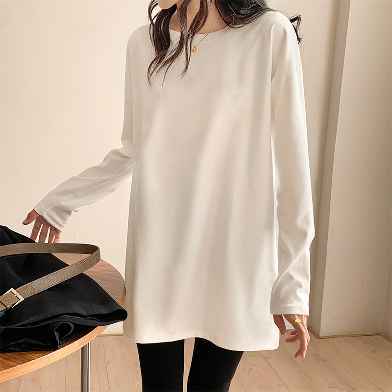 白色内搭叠穿德绒打底衫女秋冬中长款长袖t恤搭配鲨鱼裤的上衣,女装/女士精品,T恤,淘宝优惠券,粉丝福利购,淘宝优惠卷