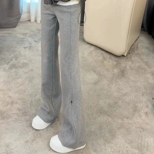 微喇运动裤女春季新款高腰显瘦修身休闲裤喇叭裤加绒加厚裤子卫裤