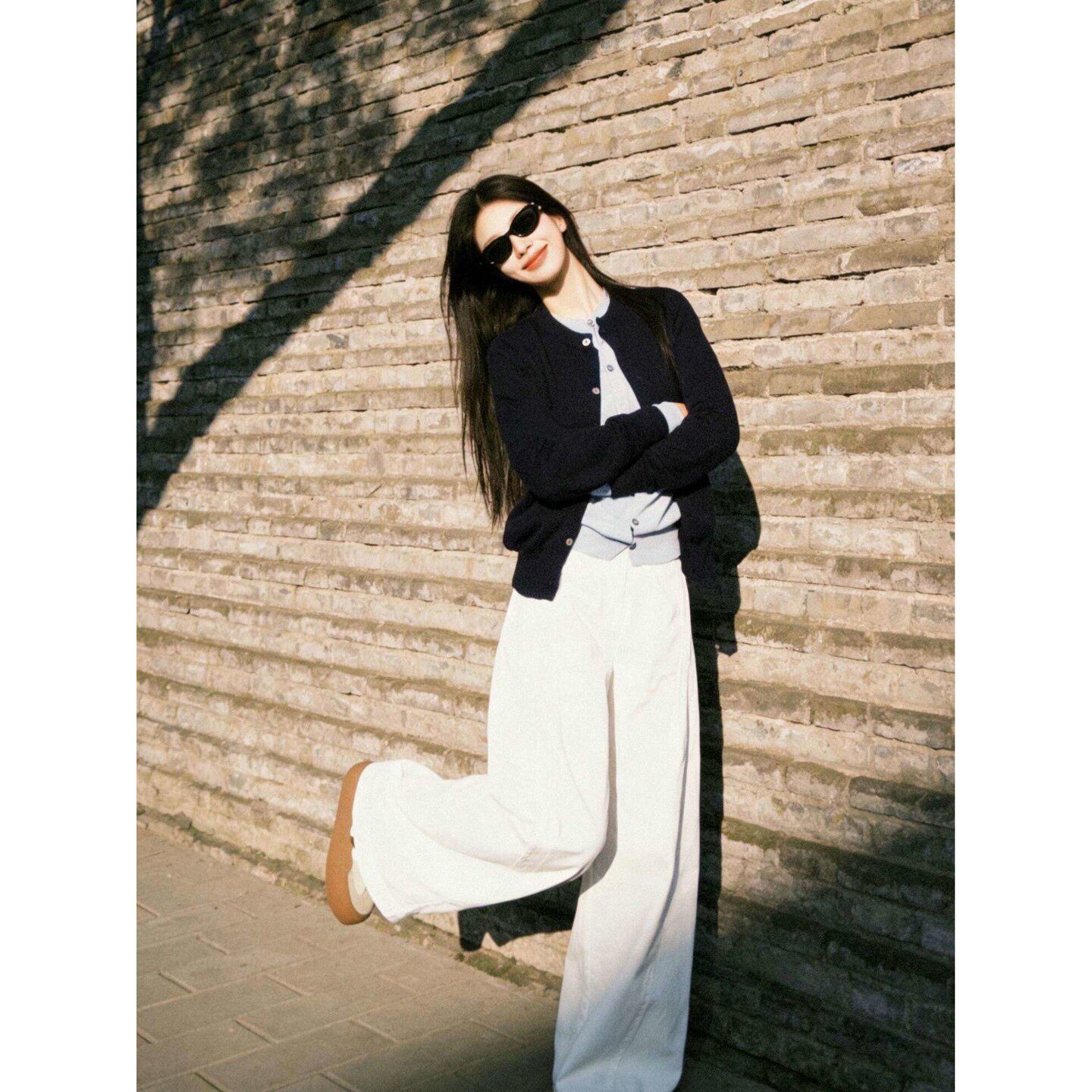 老钱风高级感撞色假两件针织开衫女早春季韩系软糯设计感毛衣外套