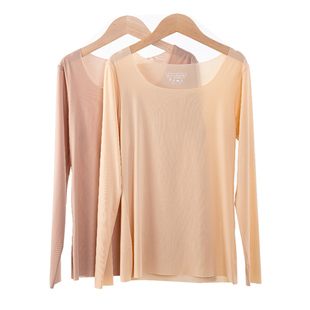 超薄肉色皮肤衣打底衫女内穿无痕隐形秋衣防透内衬肌底衣保暖上衣