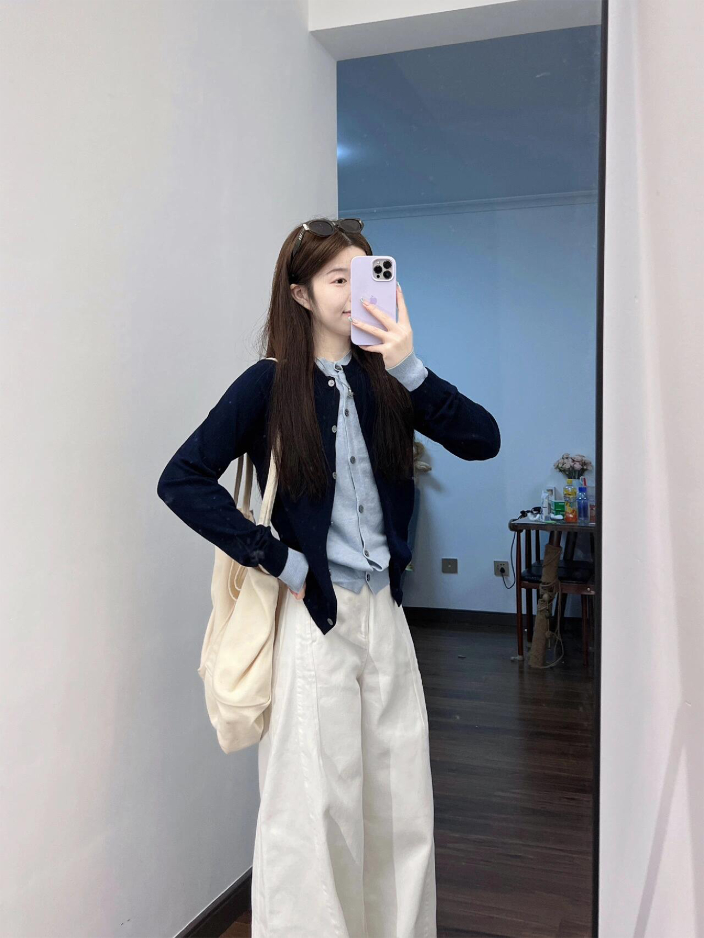 韩系撞色假两件针织开衫女早秋穿搭设计感外搭毛衣外套高级感上衣