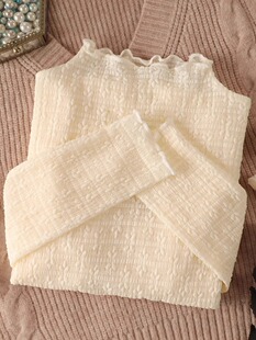 半高领蕾丝打底衫女秋冬新款毛衣内搭纱衣薄款高级感洋气网纱上衣