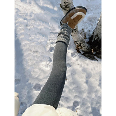灰色雪地靴袜套女堆堆袜子秋冬季中筒袜y2k配鲨鱼裤的小腿袜腿套