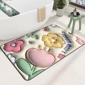 硅藻泥地垫3D立体图案上脚超级舒服浴室脚垫厕所门垫吸水家用