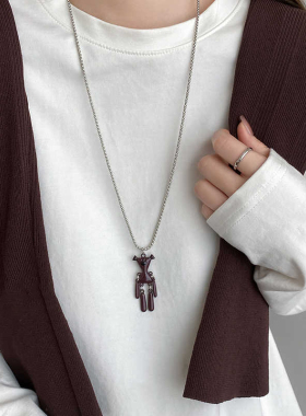 憨豆先生泰迪小熊项链女时尚高级感长款卫衣链小众设计ins毛衣链