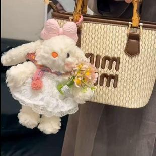 手机挂件小玩偶可爱超萌公主垂耳兔背夹韩系ins少女心毛绒兔子斜