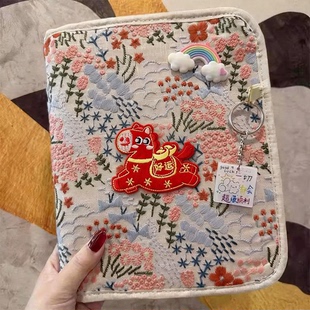 刺绣小马产检收纳册带拉链包可折叠孕检报告单收纳包怀孕记录册活页便携文件夹a4孕妇孕期初期用品病案资料册