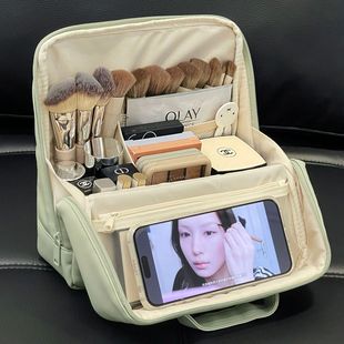 立式化妆包大容量便携收纳包2026新款高端化妆刷包分区防水笔袋女