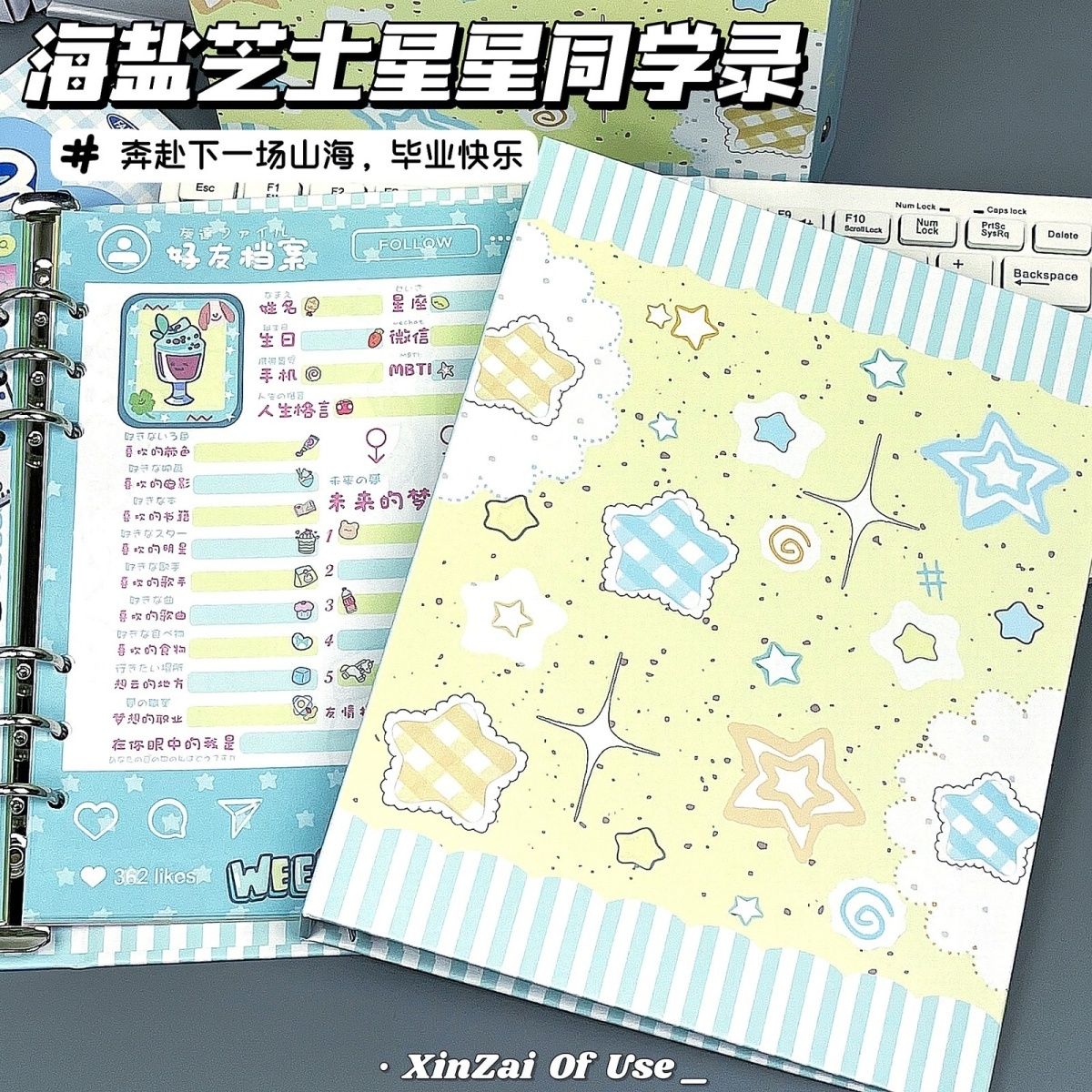 星星同学录小学生六年级毕业纪念册2025新款高颜值ing风小众不撞款女生活页通讯录ins风高级感初中生成长手册