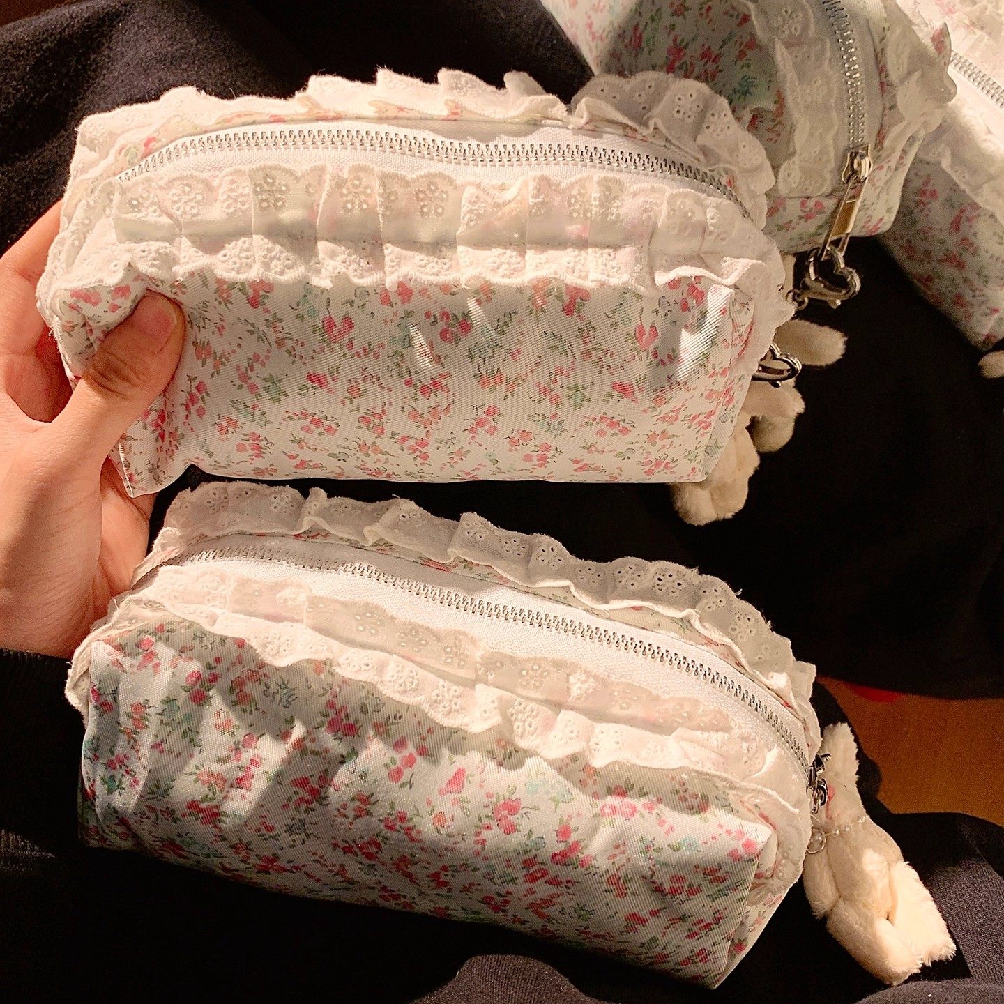 韩系碎花兔子笔袋高颜值ins风新款大容量女学生文具铅笔盒小众不撞款手提便携可爱小碎花设计感的文具收纳袋l,文具电教/文化用品/商务用品,笔袋,淘宝优惠券,粉丝福利购,淘宝优惠卷