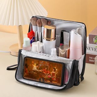 化妆包笔袋小红书同款网红超加大容量帆布高颜值学生笔袋大开口收纳包立式牛津宿舍桌面收纳包马克笔可站竖式