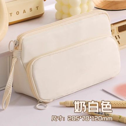 简约三角阶梯笔袋大容量2025新款女生多层高颜值ins风小众不撞款纯色系初中生铅笔袋文具盒网红超火学霸爆款