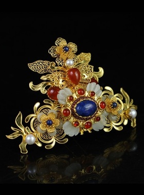 红妆匣子原创-琳琅-古风仿花丝多宝发冠荻髻头面明制头饰汉服配饰