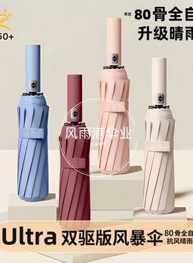 德国精工全自动加大加宽风暴伞晴雨两用黑胶专业防晒伞双人抗风伞