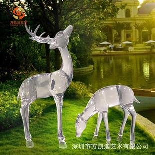 厂家直供透明树脂景观鹿雕塑公园绿地商业街美陈摆件雕塑装 饰小品