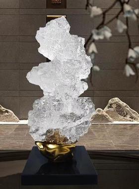 现代透明石头树脂雕塑桌面摆件客厅样板房酒店玄关软装饰工艺礼品