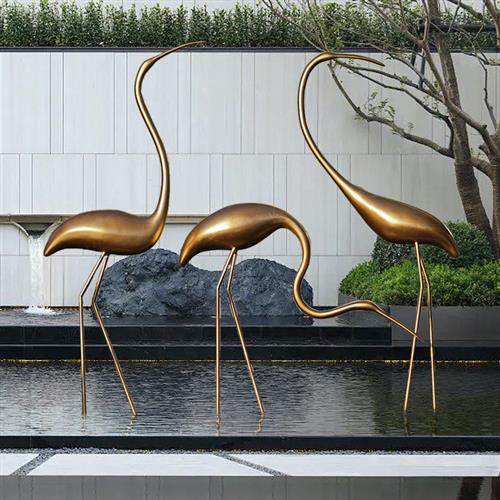 户外仙鹤玻璃钢雕塑抽象火烈鸟园林假山水池装饰大摆件售楼部模型