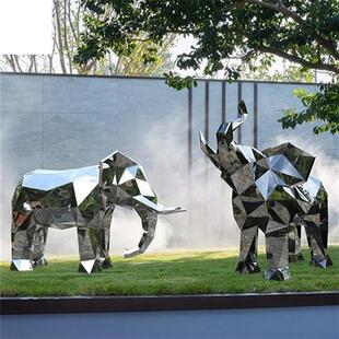 成都工厂大型玻璃钢不锈钢镜面动物雕塑制作户外城市园林景观