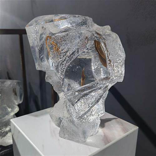 透明树脂接合玻璃钢工艺品雕塑摆件酒店新中式家具装饰品立体