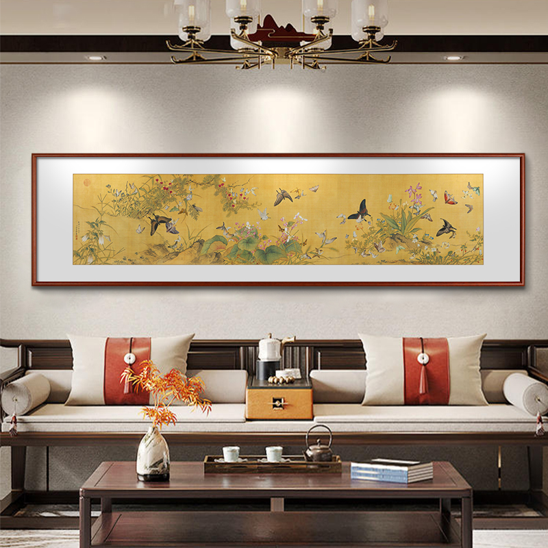 百蝶图客厅装饰画名家蝴蝶玉兰花国画新中式餐厅书房茶室卧室挂画图片