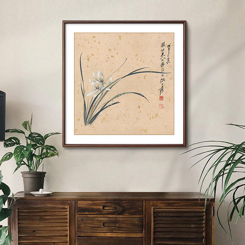 兰花方斗客厅玄关装饰画