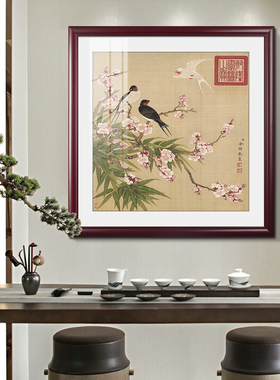 名家余樨作品花鸟图客厅沙发背景墙装饰画兰花国画餐厅壁画已装裱