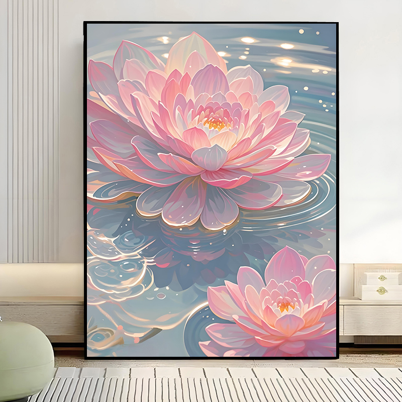 奶油风花卉diy数字油画治愈系女生卧室装饰画手绘涂色厚涂丙烯画图片