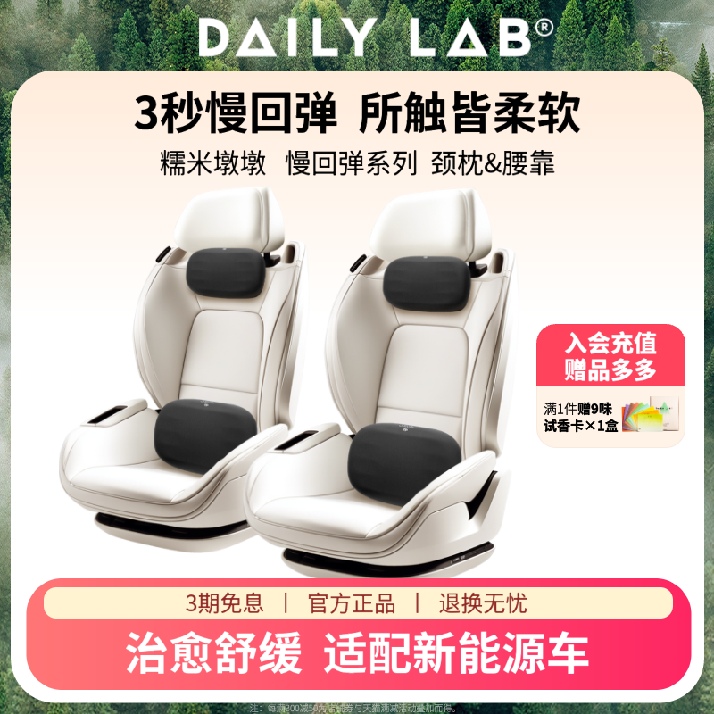 DAILYLAB汽车颈枕头枕腰靠垫座椅人体保护套装宝马特斯拉迈巴赫