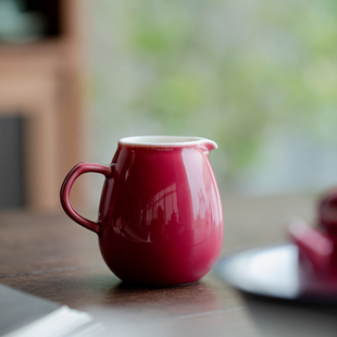 胭脂红釉陶瓷公道杯创意龙蛋公杯家用分茶器简约中式功夫茶具茶海