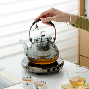 古法煮茶炉玻璃煮茶壶套装 拓土超薄电陶炉烧茶炉静音小型新款 家用