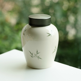 拓土茶叶罐家用纯手绘筱竹陶瓷存茶罐密封罐防潮普洱红白茶储物罐