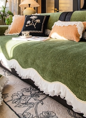 2025新款绿色沙发垫轻奢高级感四季通用防滑皮坐垫夏季套罩盖布巾