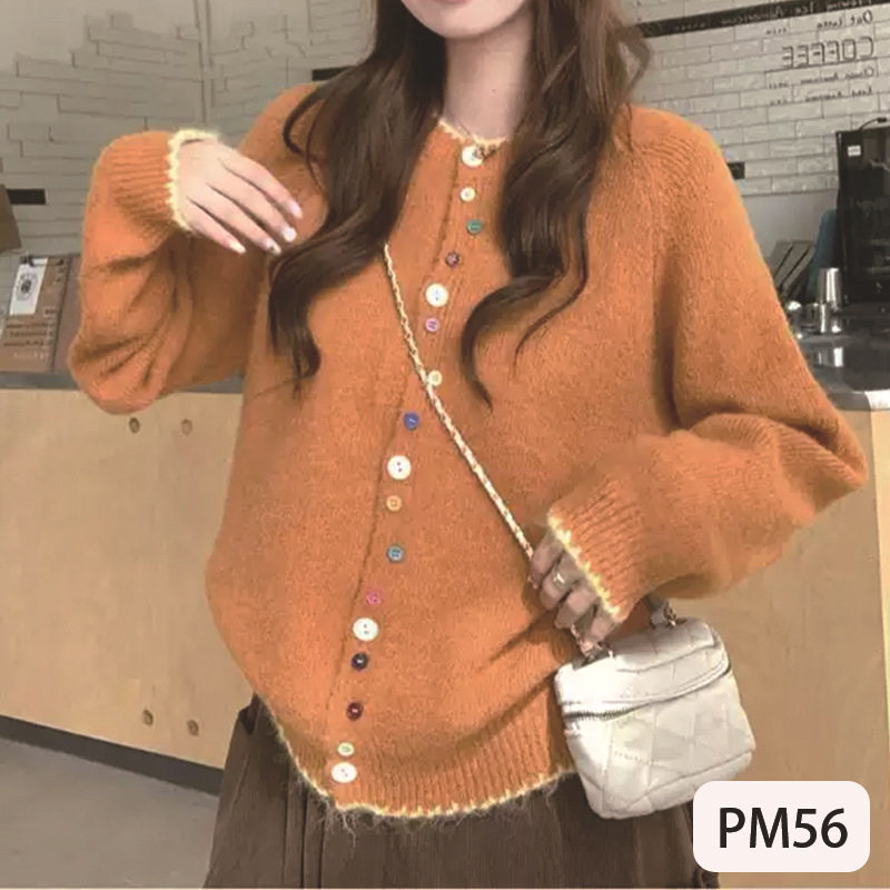 港味风格彩色纽扣长袖针织开衫女春秋冬季新款软糯宽松毛衣外套潮,女装/女士精品,毛针织衫,淘宝优惠券,粉丝福利购,淘宝优惠卷