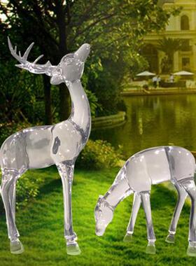 透明树脂梅花鹿摆件户外酒店大堂售楼部地产商场装饰品艺术鹿雕塑