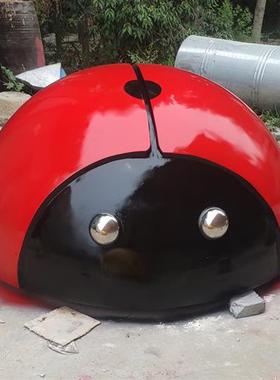 不锈钢七星瓢虫雕塑公园花园摆件甲壳虫坐凳铁艺昆虫仿商场装饰