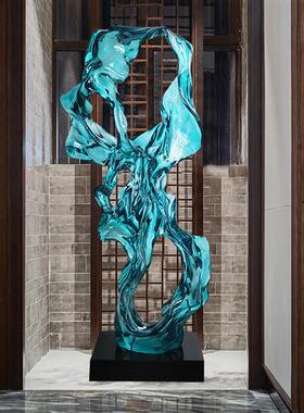 透明树脂大型落地新中式客厅太湖石摆件软装饰品工艺装置水晶雕塑