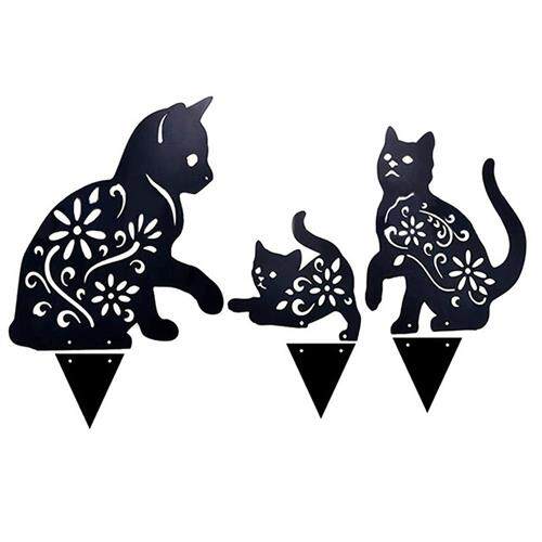 件跨境可爱猫家庭花园桩装饰剪影动物户外雕像庭院花园草坪
