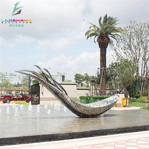 商场酒店售楼中心水景景观不锈钢鲸鱼雕塑创意镂空鲸鱼雕塑摆件