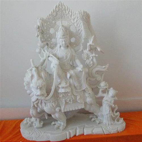 四川汉白玉石雕观音佛像三大仕玉观音文殊普贤菩萨石雕观音摆件