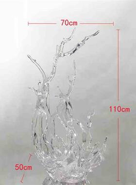 现代轻奢高档酒店大堂透明树脂雕塑浪花摆件客厅电视柜玄关装饰品