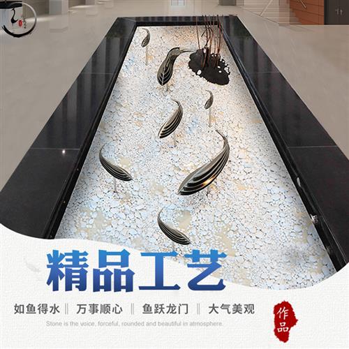 不锈钢鱼雕塑摆件抽象镂空鱼群动物户外水景水池墙面装饰金属定制