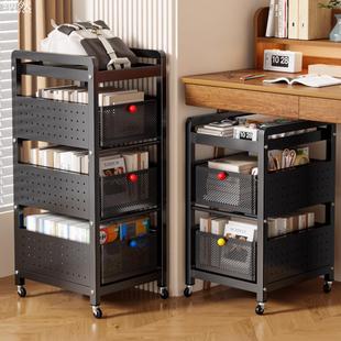书包置物架家用碳钢可移动小推车桌下书本收纳架儿童放书包