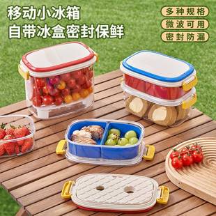 手提保鲜盒便携外出携带户外野餐露营大容量移动小冰箱水果便当盒